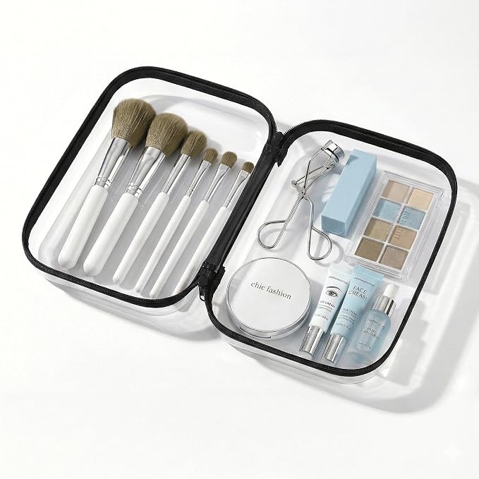 Clear Hard Shell Organizer Cases, 2 Pack | Durable PET shell with water-resistant, scratch-resistant surface for travel, toiletries, electronics and daily essentials