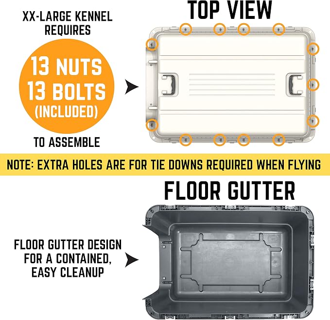 SportPet Designs Plastic Kennels Rolling Plastic Wire Door Travel Dog Crate- XX-Large