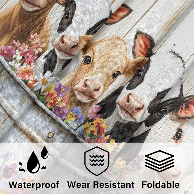 Cute Cow 6 Set Compression Packing Cubes Farmhouse Rustic Cow Flower Expandable Packing Organizer for Travel Accessories Luggage Suitcase Bag
