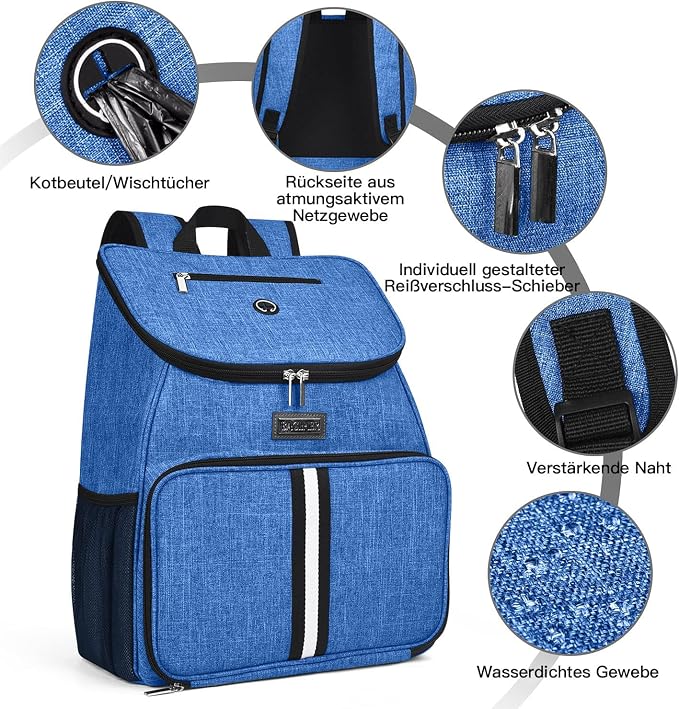 BAGLHER丨Dog Travel Bag, Airline Approved Pet Supplies Backpack, Dog Travel Backpack with 2 Silicone Collapsible Bowls and 2 Food Baskets