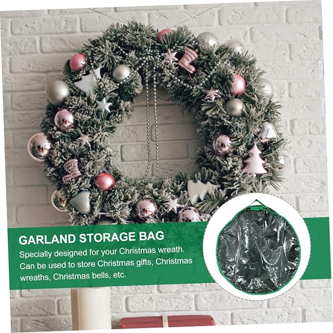 Holibanna 1pc Christmas Wreath Storage Bag Container with Clear Window Design for Holiday Decorations for Storing Wreaths and Garlands