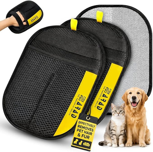 ZARAD Pet Hair Removal Glove for Dogs & Cats – Electrostatic Reusable Dog & Cat Hair Remover Glove | 2-in-1 Pet Grooming Glove & Fur Remover for Furniture, Couch, Car, Carpet, Laundry & Clothes (2)