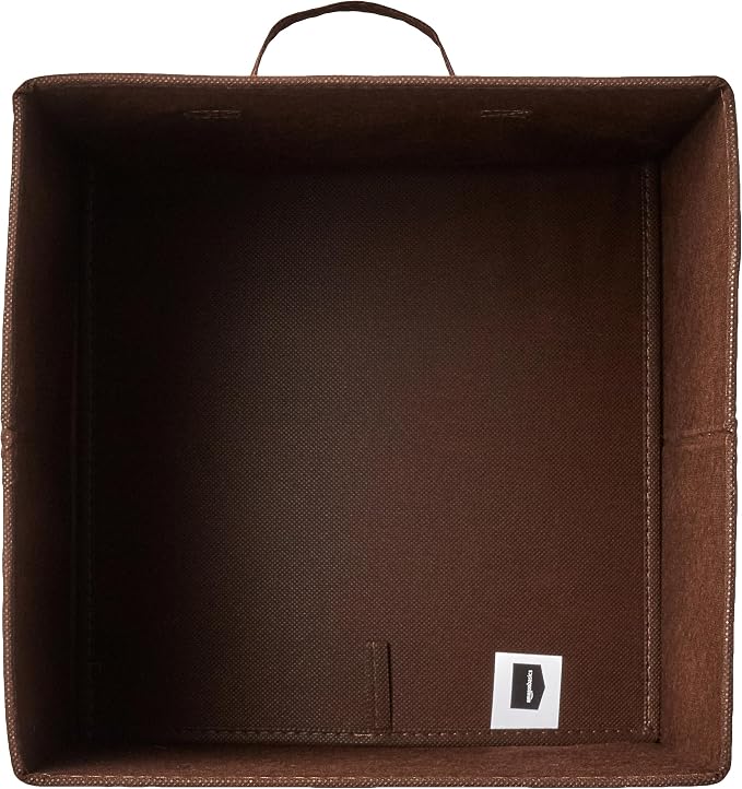 Amazon Basics Collapsible Fabric Storage Bins with Handles, Cube Organizer for Home Organization, 13" x 13" x 13", Brown, 6-Pack
