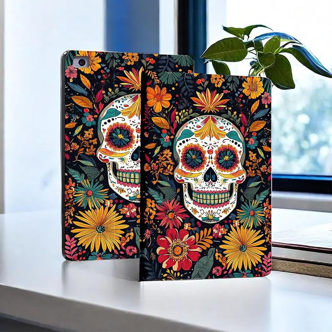 for Microsoft Surface Go 4/3/2/1-10.5" 2021 Tablet Case,Auto Wake/Sleep,Adjustable Stand Protective Cover - Day of The Dead Sugar Skull