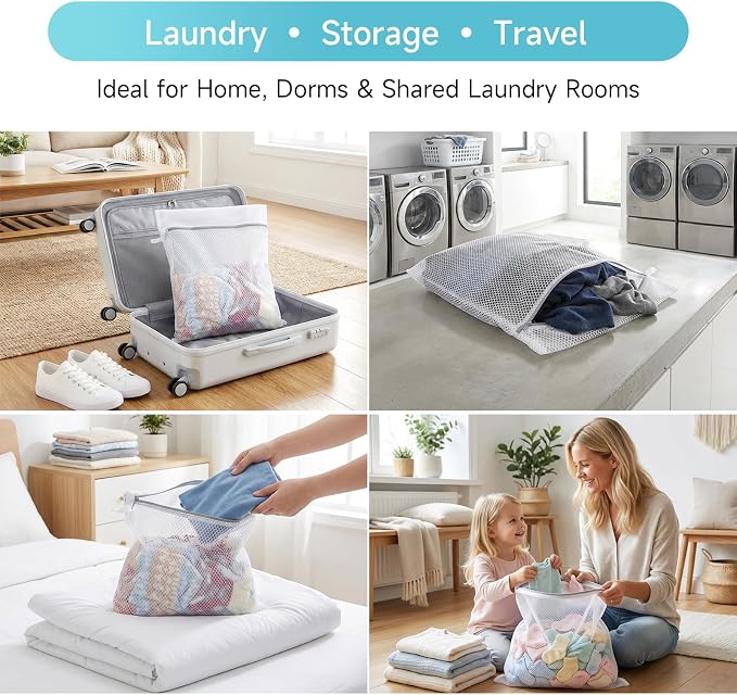 GOGOODA Mesh Laundry Bags Large Wash Bags for Delicates Large Size | Honeycomb Machine Wash Bags for Sweater, Jeans, Shirts(4 Large)