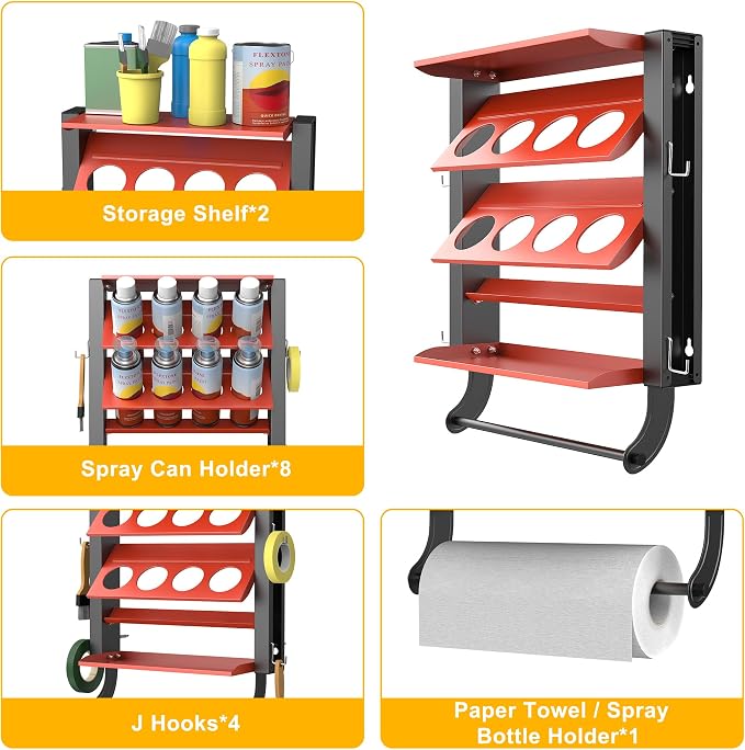 Spray Can Holder Rack, Steel Wall Mounted Spray Bottle Holder | Heavy Duty Garage Tool Utility Storage Rack, Holds 100 lbs