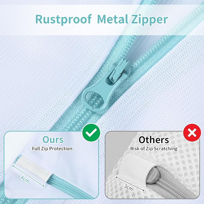 OTraki 12x16 Inch Mesh Laundry Bag 2 Pack Small Lingerie Sock Bag Washing Machine Soft Fine Mesh Zipper Laundry Bra Underwear Wash Bag for Home Travel Don't Drying, Melting 140-176℉ White | Washing Machine Soft Fine Mesh Zipper Laundry Bra Underwear Wa...