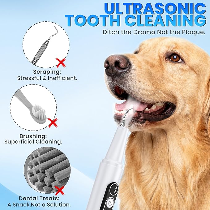 Dog Plaque Remover - Ultrasonic Tooth Cleaner for Dogs,6 Cleaning Modes,TypeC Rechargeable,Waterproof,Professional Dental Care for Dogs
