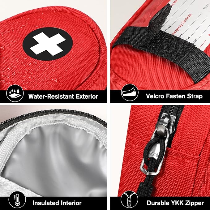 SITHON EpiPen Medical Carrying Case Insulated Medication Organizer Bag | Emergency Medical Travel Pouch Holds 2 EpiPens, Asthma Inhaler, Anti-Histamine, Auvi-Q, Allergy Medicine Essentials