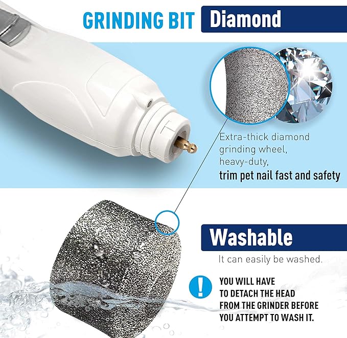 REXIPETS Dog Nail Grinder Replacement Head - Pet Nail Grinder Diamond Tip for Paws- 2 Pack Professional Dog Claw Grinder Bits Replaceable Diamond Nail Grinder Wheel (Short)