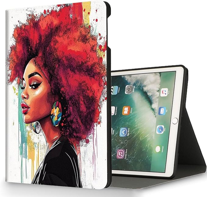 for Microsoft Surface Pro 11/10/9-13" 2024/2022 Tablet Case,Auto Wake/Sleep,Adjustable Stand Protective Cover - African American Girl