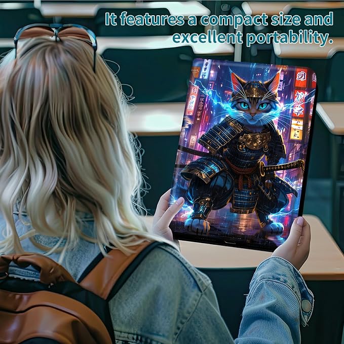 Case for Samsung Galaxy Tab A 8.0" 2019 SM-T290/T295, 360 Degree Rotating Stand with Multi-Angle Vertical & Horizontal Viewing Shockproof Protective Shell for Women Men, Blue Flame Cat