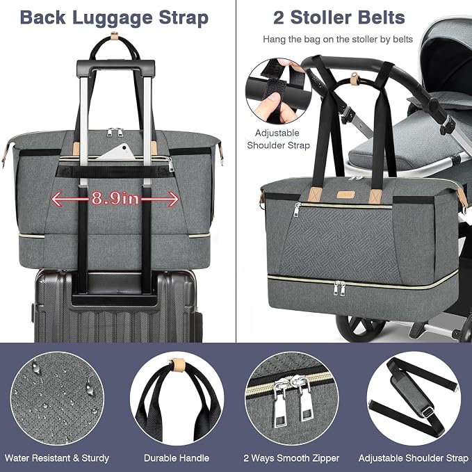 Diaper Bag Tote for Baby 7PCS, Large Mommy Bag with Portable Changing Pad | Multifunctional Hospital Bags for Labor and Delivery with Pacifier Case and Organizer Pouches,Travel Baby Bag for Boy Girl