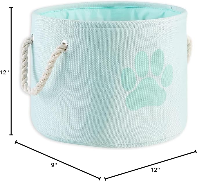 Bone Dry Pet Storage Collection Collapsible Bin, Small Round, Aqua