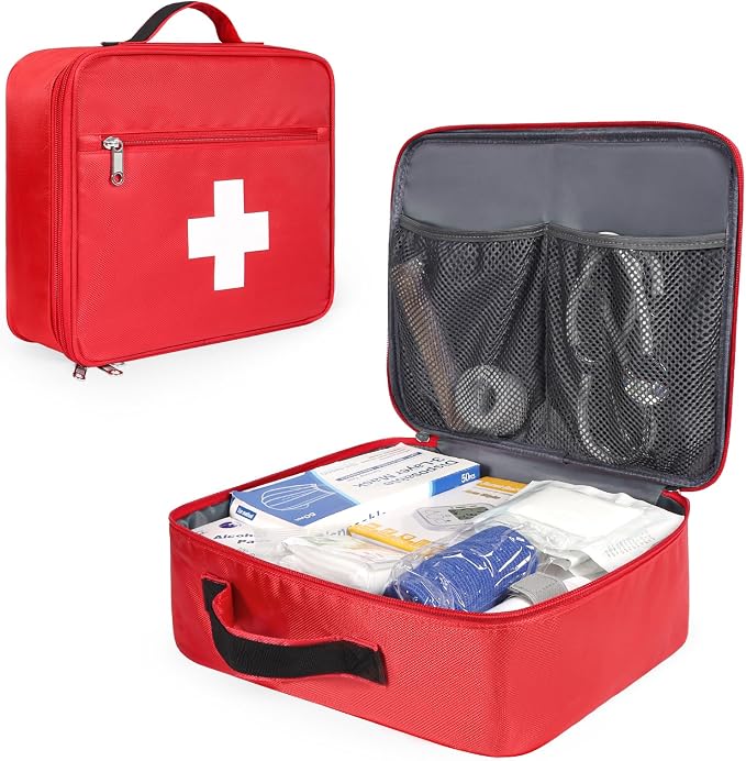 Gatycallaty First Aid Bag Empty Emergency Treatment Medical Bags Multi-Pocket for Home School Office Car Traveling Hiking Trip Daycare (Large, 1 Piece)