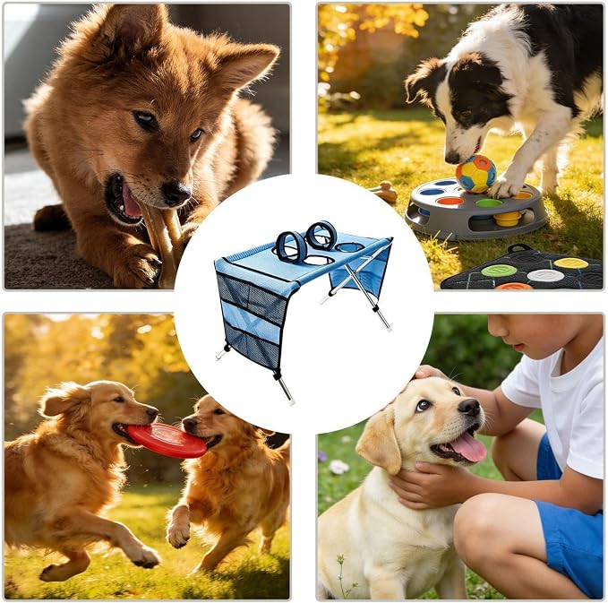 Dog Grooming Hammock with Stand, Foldable Stainless Steel Pet Frame, with | Non-Slip Station With Triangular Frame, 60x33x40cm, For Small Medium Pets, Puppies, Nail TrimmingEar Cleaning,