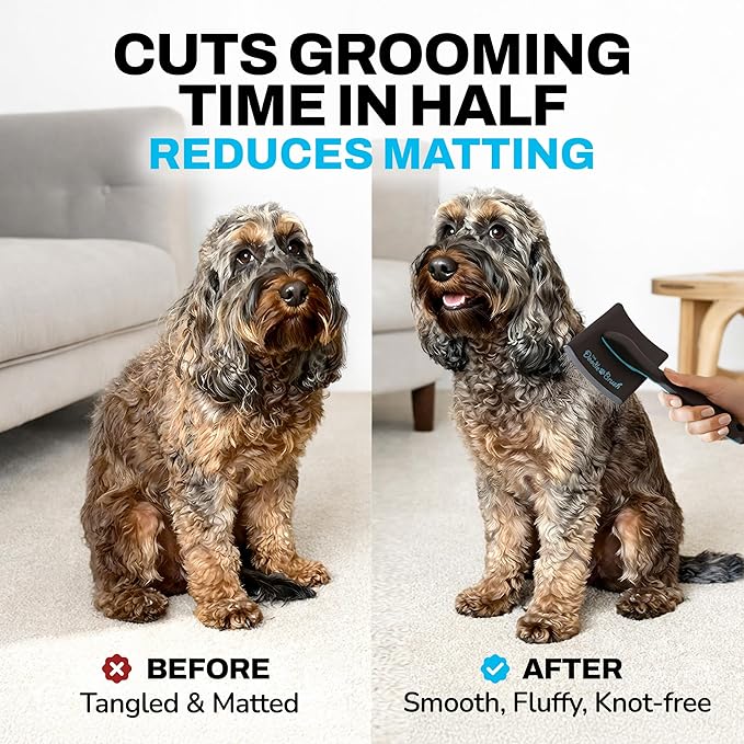 Slicker Brush for Dogs Detangler, Poodle Pin Dematting Dog Hair Brushes, Extra Long Pin Slicker for Goldendoodle, Cockapoo, Cavapoo, Tangle-Free Grooming Shiny Coat Pet Brushes