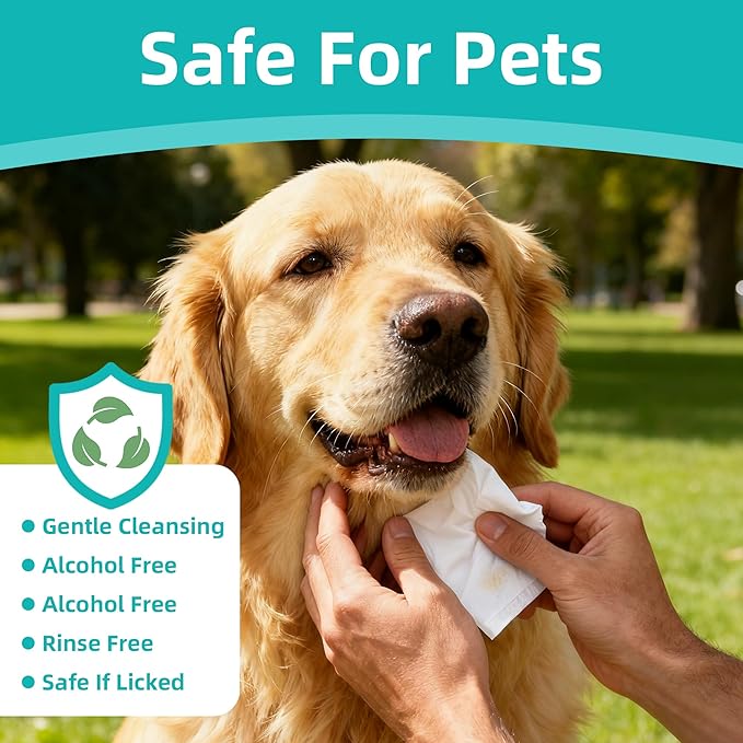 Pet Wipes 3-in-1 Kit for Dogs & Cats - Pet Cleaning Gloves, Ear Cleaner Finger Wipes & Body Wipes, Hypoallergenic Thickened Formula, Deodorizing & Rinse-Free for Grooming Travel