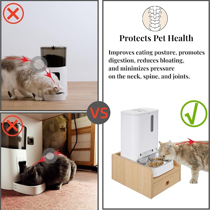 Raised Pet Feeder Stand for Cats & Dogs Neck Health, Holder for Pet Automatic Feeders, Pet Water Dispenser Stand, Adjustable Height Elevated Shelf for PETKIT, PETWANT and Most Pet Feeders