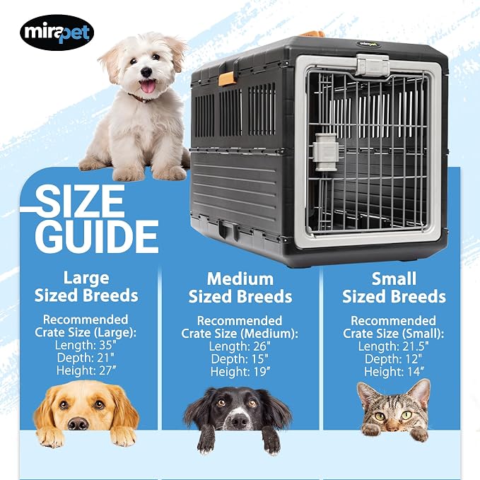 USA Pet Carrier & Crate - Premium Collapsible Design for Cats and Dogs - Portable Kennel for Small Pets - Indoor/Outdoor (Medium Model A (26'')), Dark Gray