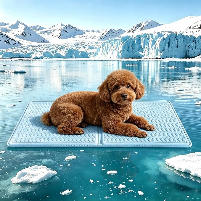 GOLOPET Cooling Mat for Dogs 34 x 23in | (Q-Max>0.5)Solid Silicone Honeycomb Heat Dissipation Structure，Breathable and cool fiber fabric，Rapid cooling,Easy to clean
