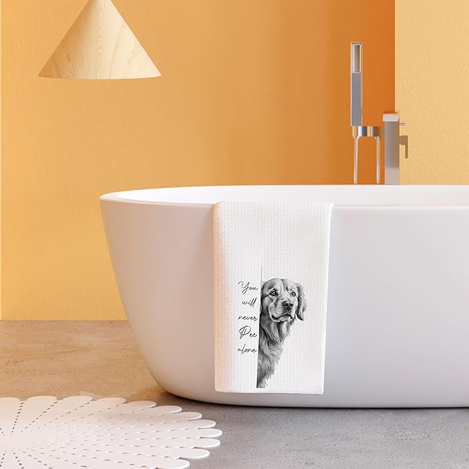 Golden Retriever Hand Towels for Bathroom Decor,Golden Retriever Gifts for Women,Black and White Dog Decorative Hand Towels for Washroom Restroom,16x24 Inch