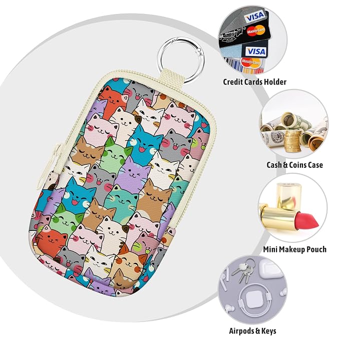 Hand Sanitizer Holder, Pet Cat Spray Case Zippered Pouch | Keychain, Travel Size, Cute Fashion Accessory with Snap Hook, for Glow Mist and Power Mist 1FL OZ, Mini Small Pocket Clip on