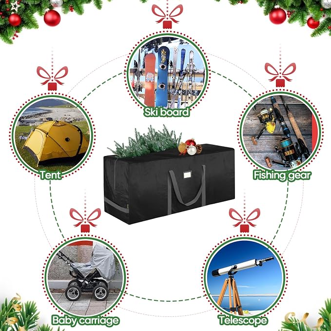 BALEINE 7.5 ft Extra Large Christmas Tree Storage Bag - Heavy Duty with Reinforced Handles and Dual Zippers for Wide Opening (Black)