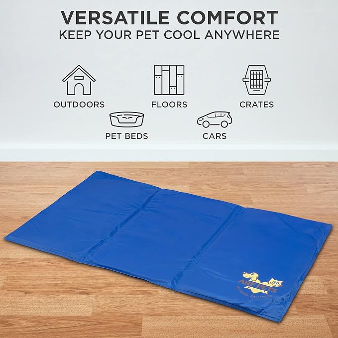 Arf Pets Dog Cooling Mat - Liquid Gel Self-Cool Pad | Durable & Non-Toxic | No Water, Electricity, Batteries or Refrigeration Needed | For Beds, Kennels & Crates| 19 X 35