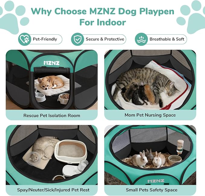 Dog Cat Small Animal Puppy Playpen Crate, Small, Blue | Portable Pop Up Pet Cage Enclosure Tent Kennel Indoor Outdoor with Carrying Case, No Assembly, Camping Use