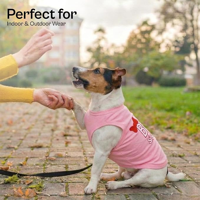 Parisian Pet Dog Shirt – 100% Cotton Shirts for Medium Dogs – Pink Sleeveless Puppy Clothes – Lightweight and Breathable Dog Apparel – Girl Big Sister Dogs Clothes - Stretchy Pet T Shirts