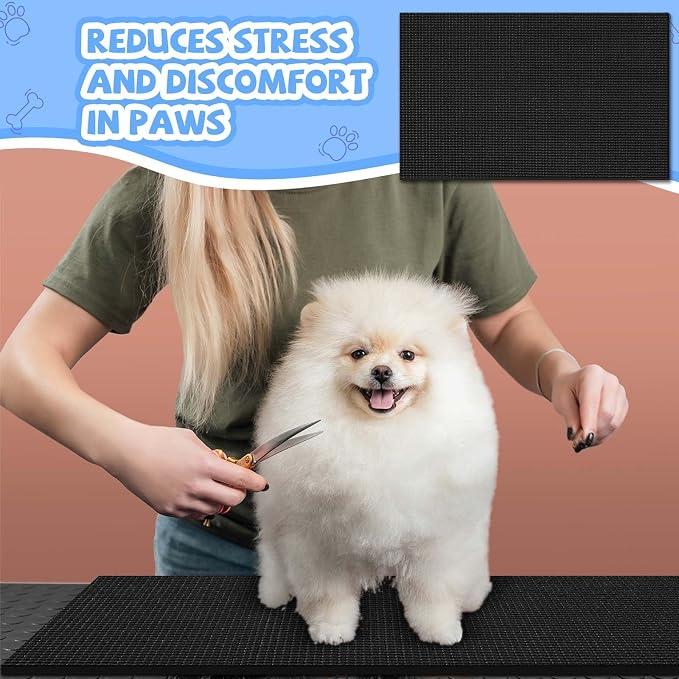 Nuanchu Dog Grooming Table Mat,36 x 24 x 0.2In,Non-Slip PVC Pad, Black