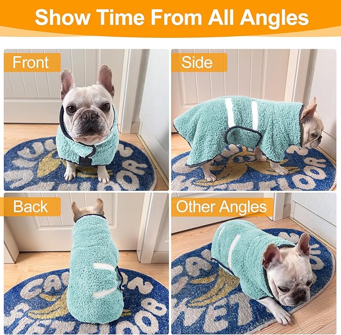Dog Bathrobe Super Absorbent Dog Towels Large Quick Drying Robes for After Bath Soft Adjustable Warm Keeping Dogs Towel(S-XXL)