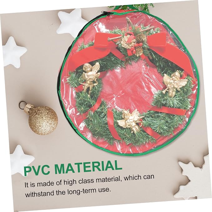 Garneck 1pc Round Storage Bag Window Wreath Storage Holder for Christmas Garlands for Holiday Decor Organization and