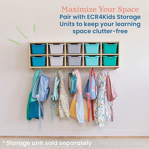 ECR4Kids Scoop Front Storage Bins, Multipurpose Organization, Contemporary, 10-Piece | Durable plastic, GREENGUARD Gold Certified, 1.2 gallon capacity, lightweight & nestable, built-in handle, classroom/home use