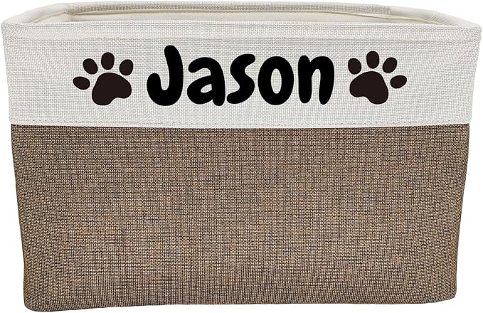 Personalized Dog Toy Basket Dog Toy Box with Pet`s Name for Dog Chew Toys,Clothing,Stuff