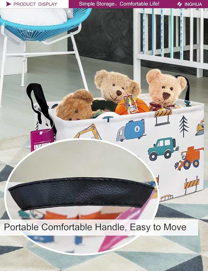 Rectangular Vehicles Storage Basket Fabric | Gifts Bag for Toys,Books,Clothes,Gifts,Pets-Perfect for Home,Office,Nursery,Dorm,Shelf