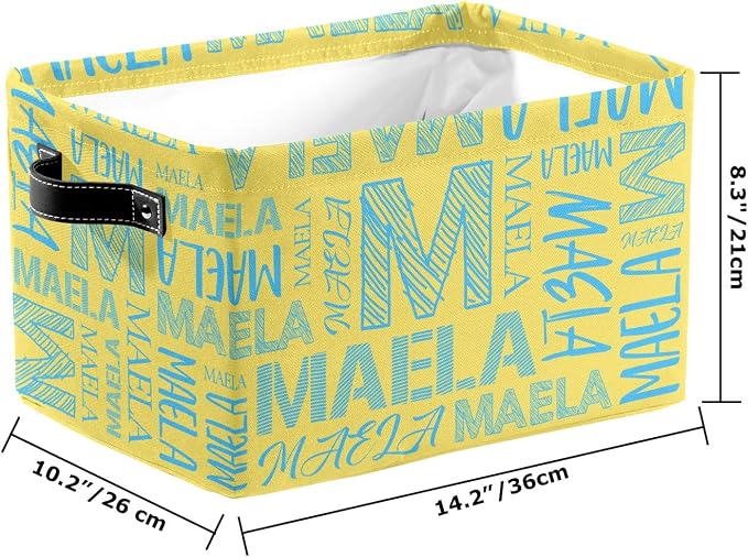 Foldable Personalized Storage Box for Boys Girls with Name Waterproof Kids Custom Storage Bin Baskets Cube Boxes Organizer with Handles for Organizing Shelf Closet, 1 Pack