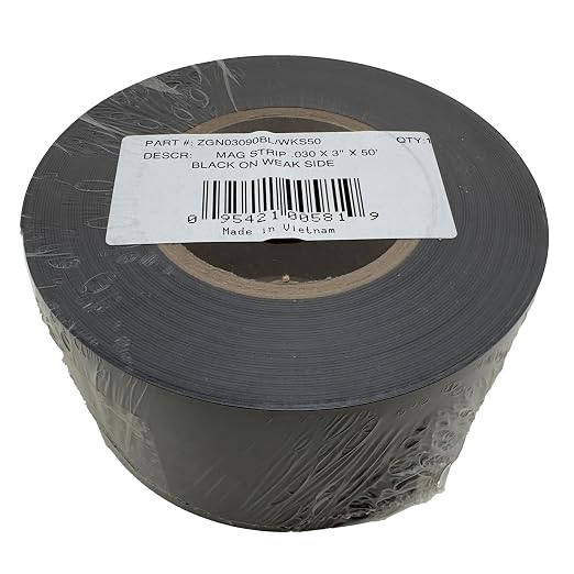 Master Magnetics Flexible Magnet Strip with Black Vinyl Coating, 1/32"" Thick, 3"" Height, 50 Feet, 1 Roll
