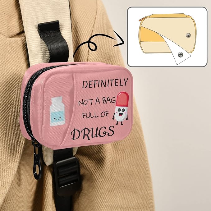 Pill Organizer Pill Character Pill Box 7 Day Pill Case Bag Travel Pill Organizer Bag with Zipper Portable Weekly Case Compact Size for Vitamin Supplement Holder