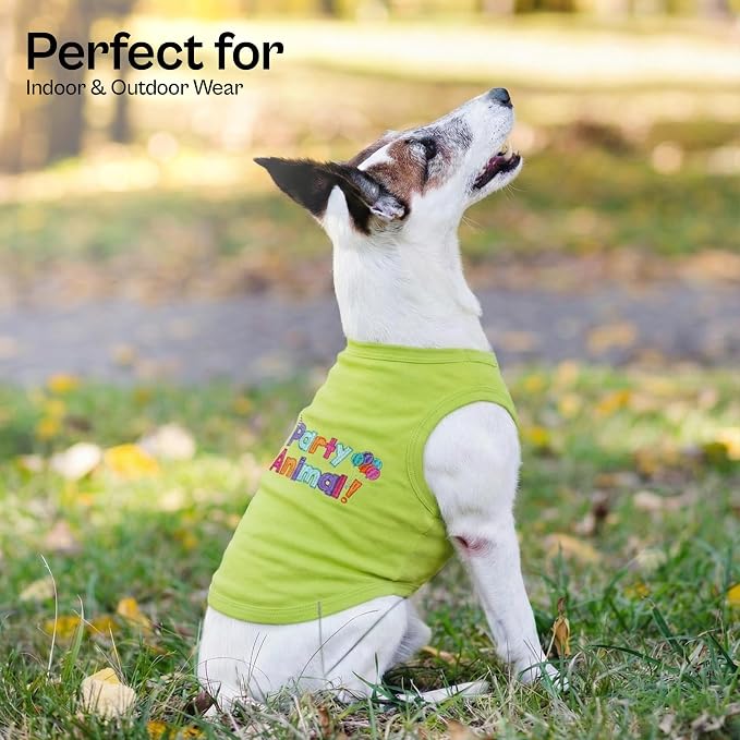 Parisian Pet Dog Shirt – 100% Cotton Shirts for Small Dogs – Sleeveless Puppy Clothes – Lightweight Party Animal Dog Apparel – Breathable Clothes for Dogs - Stretchy Pet T Shirts