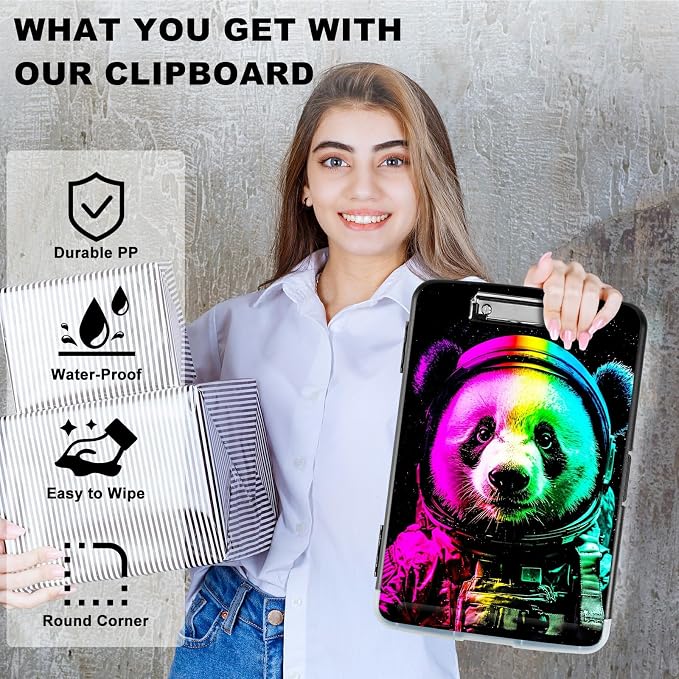 Planet Panda A4 Clipboard with Storage Pen Holder, Clipboards Organizer Nursing Clipboard Foldable File Folder Plastic Clipboard Folio Clip Board for Office Students Classroom Doctor
