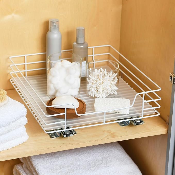 Household Essentials Powder-Coated Steel Pantry Pull-Out Organizer, White
