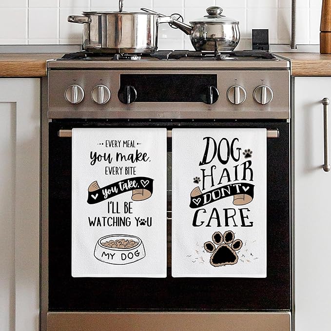 Bonsai Tree Dog Kitchen Towels Set of 4, Dog Mom Gifts for Women, Funny Cute Housewarming Dish Tea Hand Towels for Housewarming Gifts Kitchen Decor