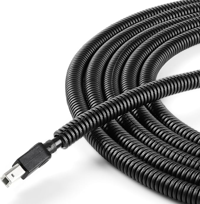 Split Wire Loom 1/4 Inch 6.6FT, Wire Protector Tubing for Cords | Black Flexible Wire Conduit Cover, Cord Protectors from Pets No Chew Electric Wire Cover