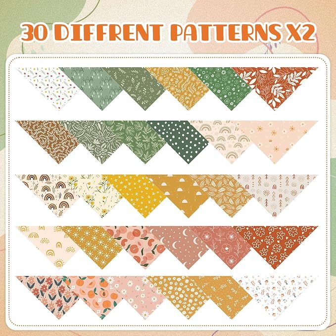 Sanwuta 60 Pcs Summer Flower Dog Bandanas Bulk Floral Dog Bandanas Adjustable Pet Bibs Triangle Scarf Floral Costume for Small to Large Pet(Flower Pattern, Medium)