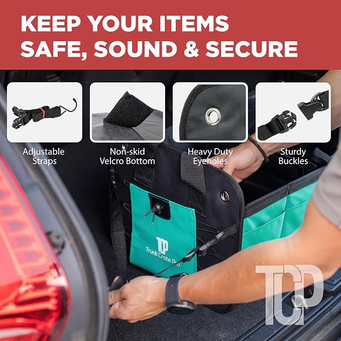 Teal Car Trunk Organizer for SUV & Auto Cargo Storage, Large | Fits Cars, SUVs & Trucks Reduces Trunk Clutter Keeps Items Within Reach Great for Shopping Easy Storage Car Accessories