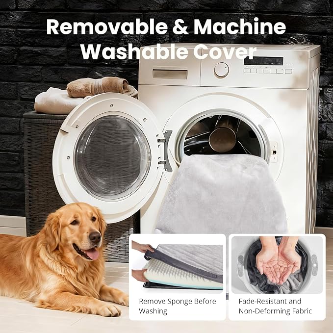 OhGeni Orthopedic Waterproof Small Dog Bed, Memory Foam, 24 inch(Gray) | Machine-Washable Removable Cover in Easy-Clean Fabric, Reversible Memory Foam & Easy-Carry Handle, Suitable for Crate