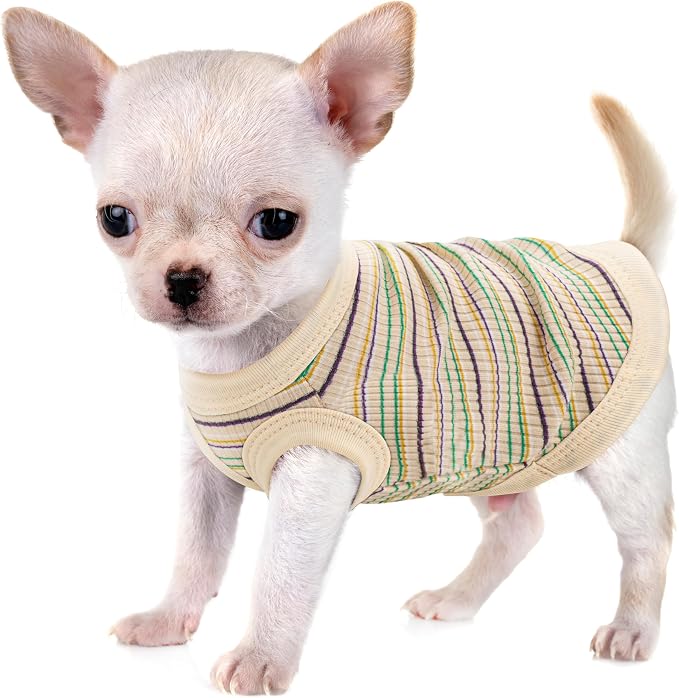 Elevate Your Pet's Comfort and Fashion: Premium 100% Cotton Rib Dog Shirt Vest for Small Breeds Like Chihuahuas, Yorkies, and Puppies .Year-Round Style with Tank-Style Puppy Attire Beige XX-Large