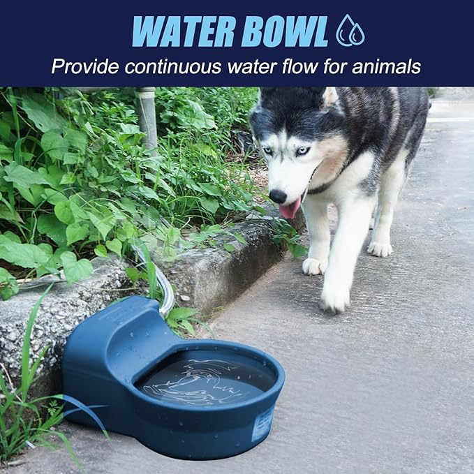 Patented Automatic Dog Water Dispenser, 2L Dog Water Bowl Dispenser Fit 3/4''GHT Faucet, Outdoor Automatic Water Dispenser for Dogs Chicken Waterer, Accessories Included: Water Hose, Copper Connector